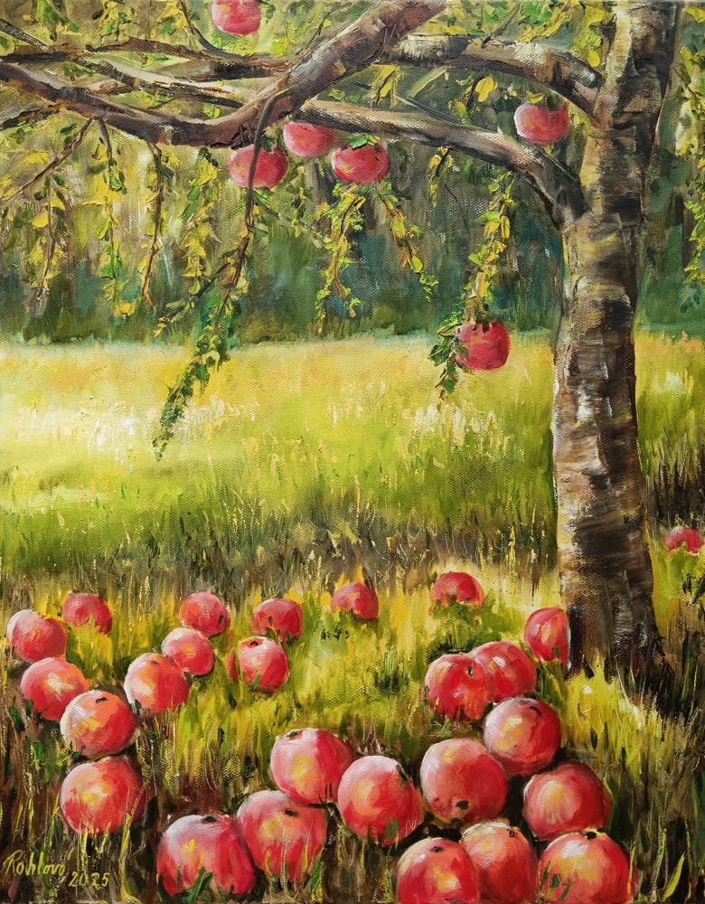 Olejomalba Z babiččiny zahrádky - originální obraz Jany Rohlové